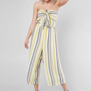 New Day trip Strapless Wide Leg Jumpsuit Striped